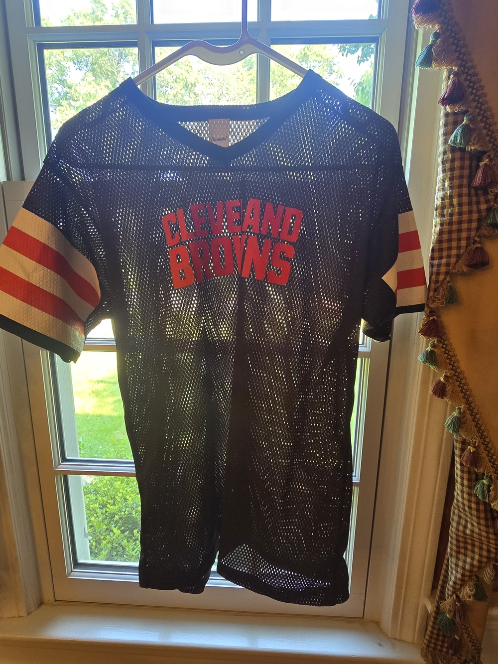 Cleveland Browns Kids Black Mesh Football Tee with Team Script